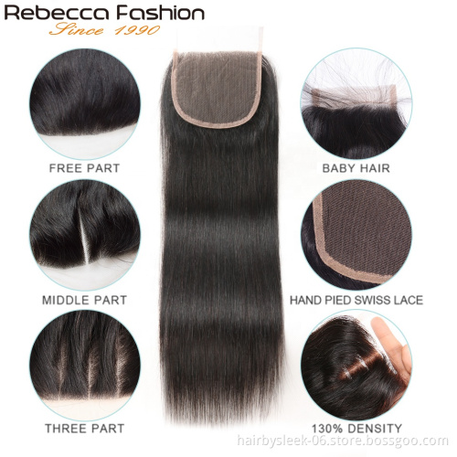 Rebecca Cheap Brazilian Remy VirginCuticle Aligned Frontal Closure Hair vendors 4x4 Straight wave Swiss Lace Closure And Frontal